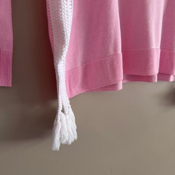 Lilly Pulitzer Pink Damara Coolmax Sweater with Tassel Sides Size XS Oversized - Picture 2 of 5